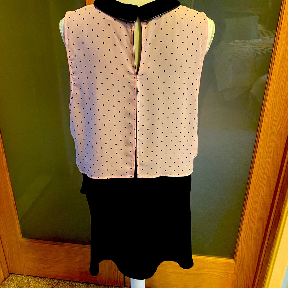 ELLE Pink with black polka dots sleeveless top